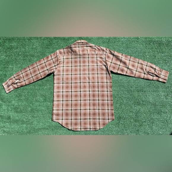 Vintage 60’s Sanforized Brown Plaid Cotton Flannel Lightweight Shirt Mens Medium - Picture 6 of 9